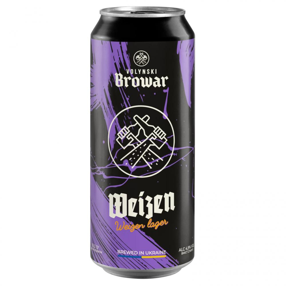 Volynski Browar Пиво  Weizen, світле, нефільтроване, 4,9%, з/б, 0,5 л (4820183001443) - зображення 1