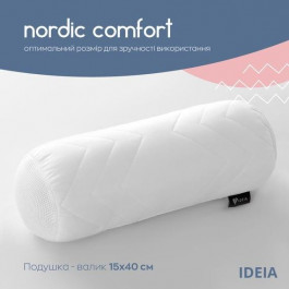 IDEIA Подушка-валик  Nordic Comfort зі стьобаним чохлом та повітряною сіткою 15 х 40 см Біла (482022728561