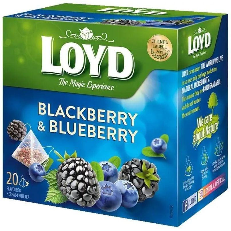 Loyd Чай фруктовий  Blackberry&Blueberry, зі смаком ожини та чорниці, в пірамідках, 40 г (5900396016171) - зображення 1