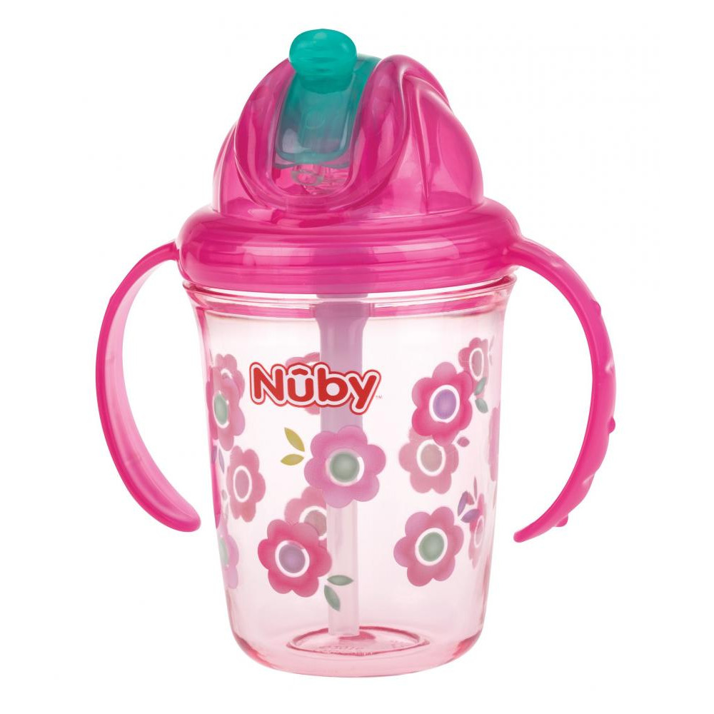 Nuby Тритановый поильник с трубочкой, 240 мл (NV0414017pink) - зображення 1