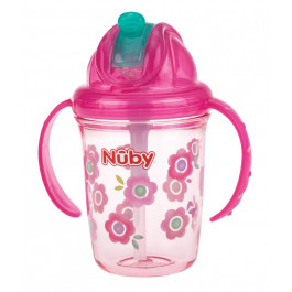   Nuby Тритановый поильник с трубочкой, 240 мл (NV0414017pink)