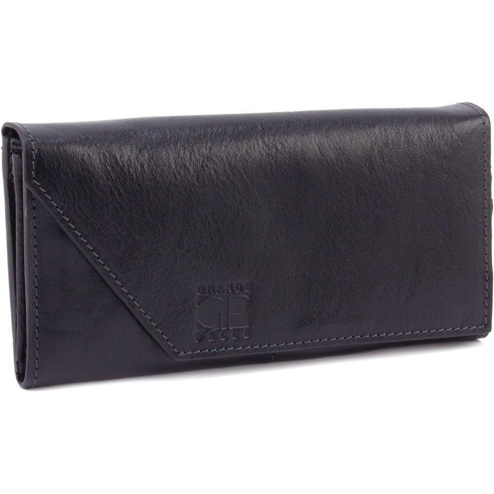 Grande Pelle Чорний жіночий гаманець великого розміру з натуральної шкіри  67804 - зображення 1