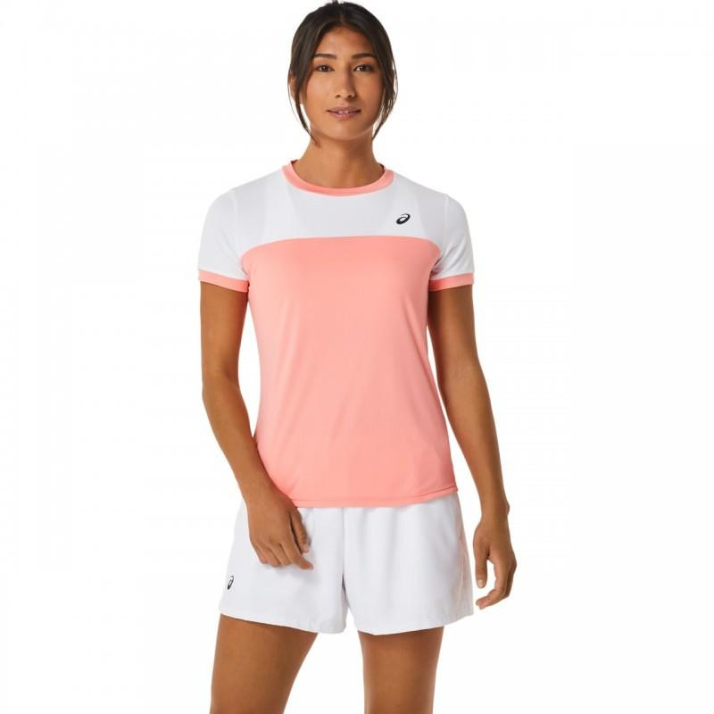 Asics Футболка спортивна women court ss top (2042A262-701) XS Рожевий, Білий - зображення 1