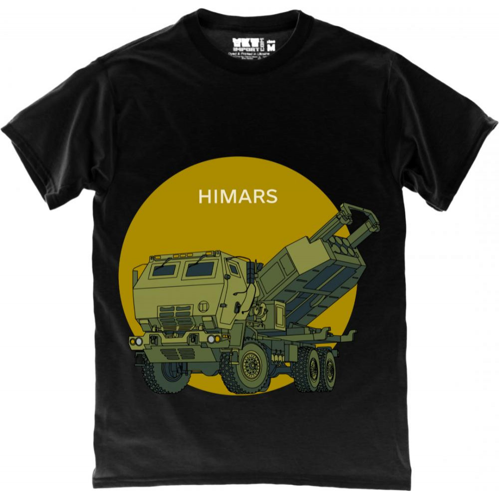 TKT Import Футболка бавовняна чорна з принтом HIMARS  9000143-black XL чорний - зображення 1