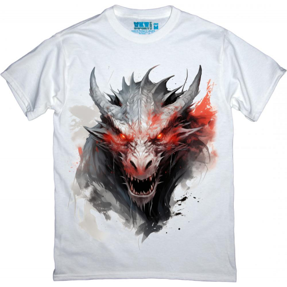 TKT Import Футболка бавовняна біла із принтом Dragon Head in White  9000258 XL - зображення 1