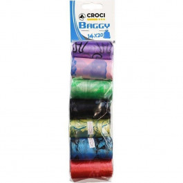 Croci Гігієнічні пакети  Baggy для прибирання за собаками кольорові з візерунком 14 рулонів (8023222153080