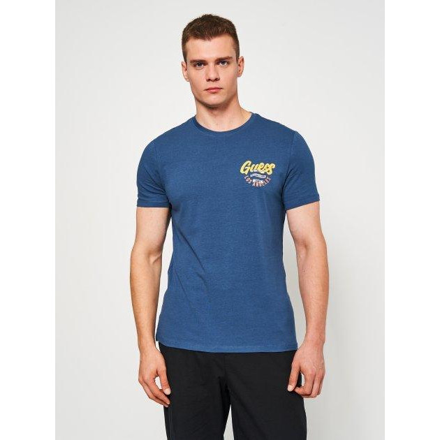 GUESS Футболка  Ss Cn  Italic Flock Tee M3BI29-J1314-A72K S South Coast Blue (7622336624793) - зображення 1