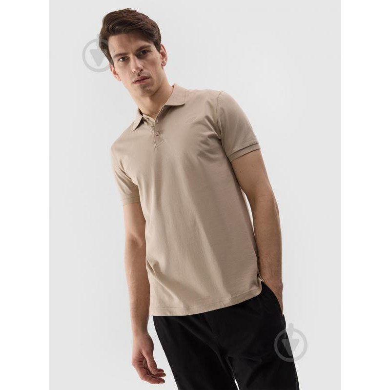 4F Поло довге чоловіче  Polo Shirt M129 4FWSS24TPTSM129-83S S Бежеве (5904698717682) - зображення 1