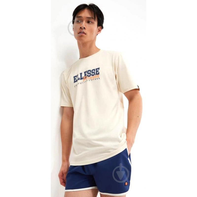 Ellesse Футболка бавовняна довга чоловіча  Zagda T-Shirt SHV20122-904 S Бежева з принтом (5063061842311) - зображення 1