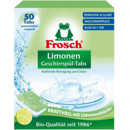 Frosch Таблетки для мытья посуды в посудомоечных машинах Лимон 50 шт х 20 г (4001499947315)