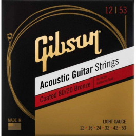   Gibson SAG-CBRW12 COATED 80/20 BRONZE ACOUSTIC GUITAR STRINGS LIGHT