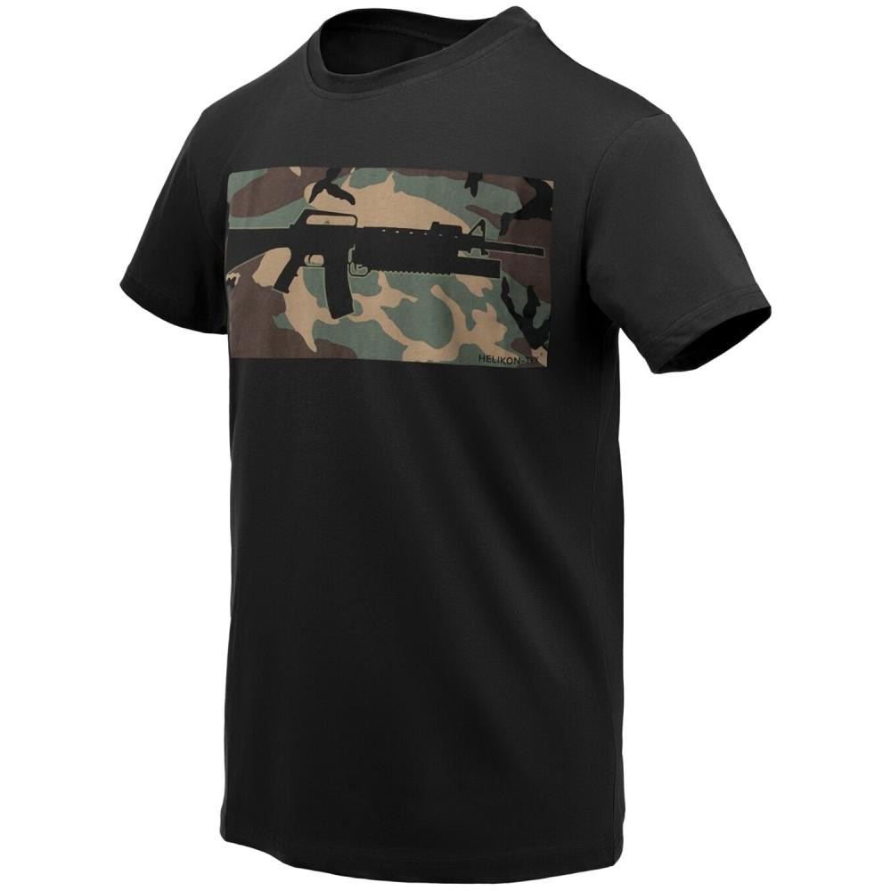 Helikon-Tex Футболка T-Shirt  16/203 Combo - Black/US Woodland S - зображення 1