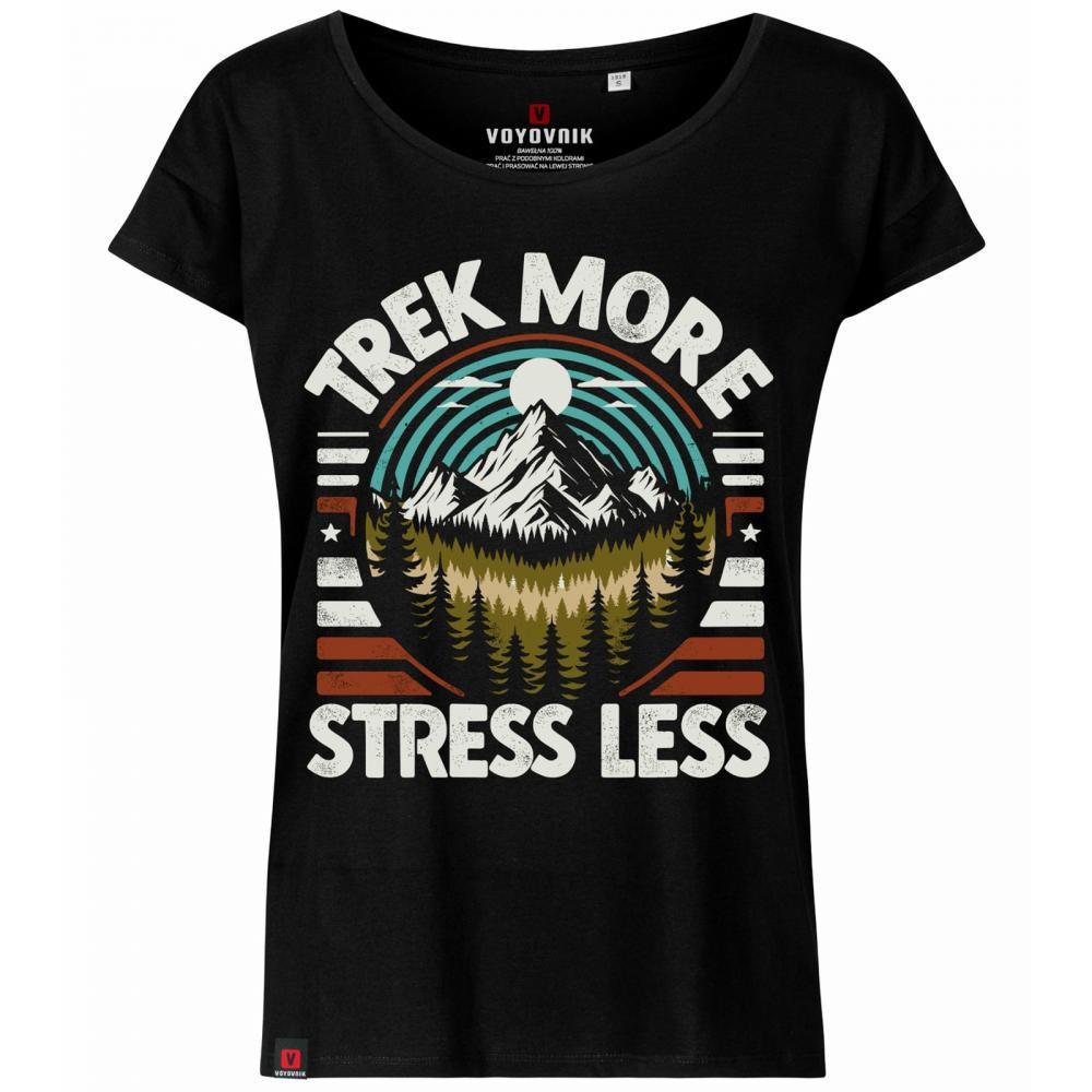 Voyovnik Футболка T-shirt жіноча  Trek More, Stress Less - Black XL - зображення 1