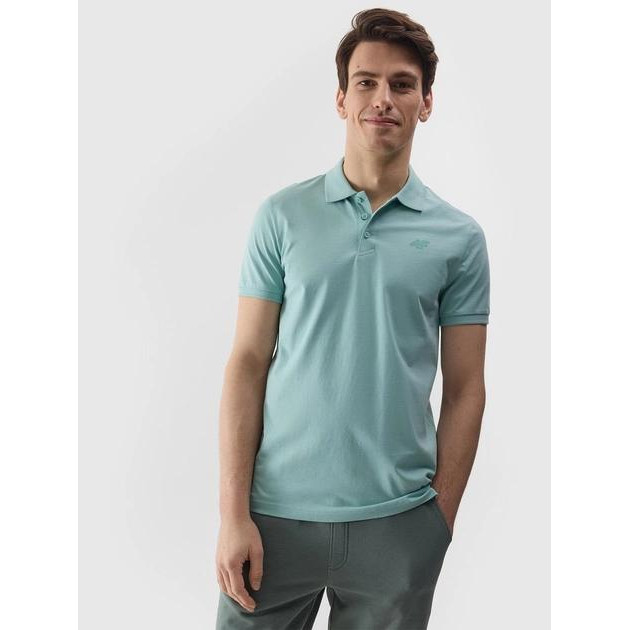 4F Поло довге чоловіче  Polo Shirt M129 4FWSS24TPTSM129-47S 2XL Бірюзове (5904698717392) - зображення 1