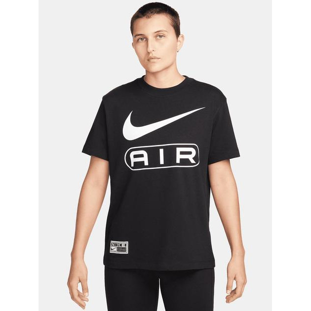 Nike Футболка бавовняна оверсайз довга жіноча  Tee Air FV8002-010 S Чорний/Білий (196975832057) - зображення 1