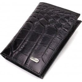 CANPELLINI Чорний чоловічий гаманець вертикального формату з натуральної шкіри з тисненням під крокодила  (2421
