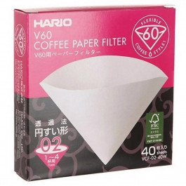   HARIO Бумажные фильтры Харио для Пуровера. Размер 02 (Белые, 40 шт.) (VCF-02-40W)