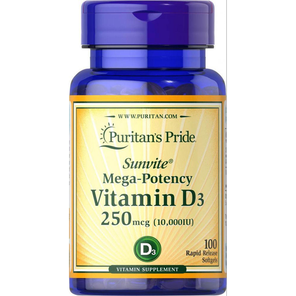 Puritan's Pride Vitamin D3 10000 IU 100 Softgels - зображення 1