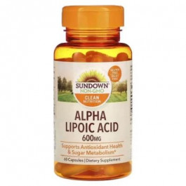   Sundown Naturals Антиоксидант  Альфа-ліпоєва кислота, 600 мг, Alpha Lipoic Acid, , 60 кап. (SDN17965)