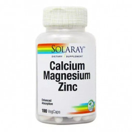   Solaray Мінерали  Кальцій Магній Цинк, Calcium Magnesium Zinc, 100 капсул (SOR-04560)