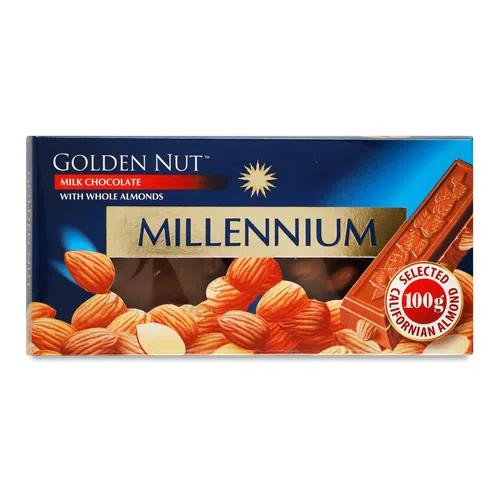 Millennium Шоколад Gold молочный с цельным миндалем 100 г (4820005194124) - зображення 1