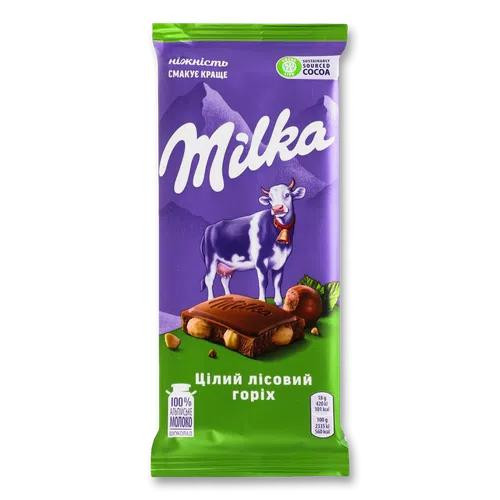 Milka Шоколад с цельными лесными орехами 90 г (7622210308122) - зображення 1