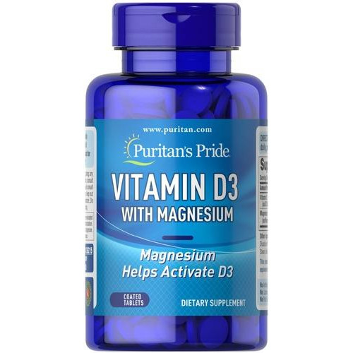 Puritan's Pride Vitamin D3 With Magnesium 60 таблеток - зображення 1