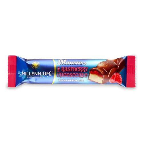 Millennium Шоколад молочний  Mousse Raspberry&Cheesecake, 33 г (922105) (4820240033929) - зображення 1