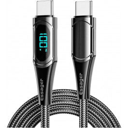   Essager LED Digital Display Fast Charging Data Cable PD100W Type-C to Type-C 1m Black (ES-XCTT1-YD01)