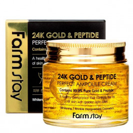 FarmStay Ампульный крем для лица  24K Gold & Peptide Perfect Ampoule Cream с золотом и пептидами 80 мл (88094