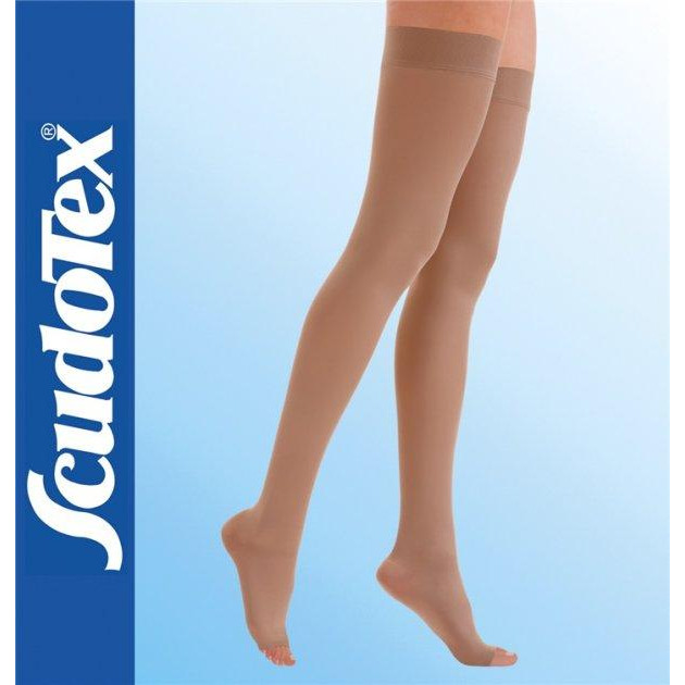 Scudotex Панчохи із резинкою на силіконовій основі  К1 трикотажна в’язка без миска розмір XL Бежеві (563-XL б - зображення 1