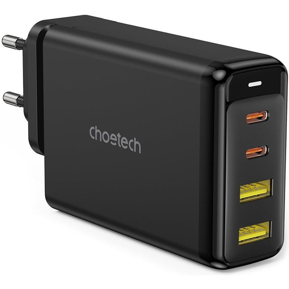 Choetech 140W GaN 2хUSB-C 2хUSB-A Black (PD6005-EU-BK) - зображення 1