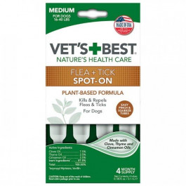 Vet's Best Капли Flea&Tick Drops Medium для собак весом от 7 до 18 кг 4 тубы (vb10519)