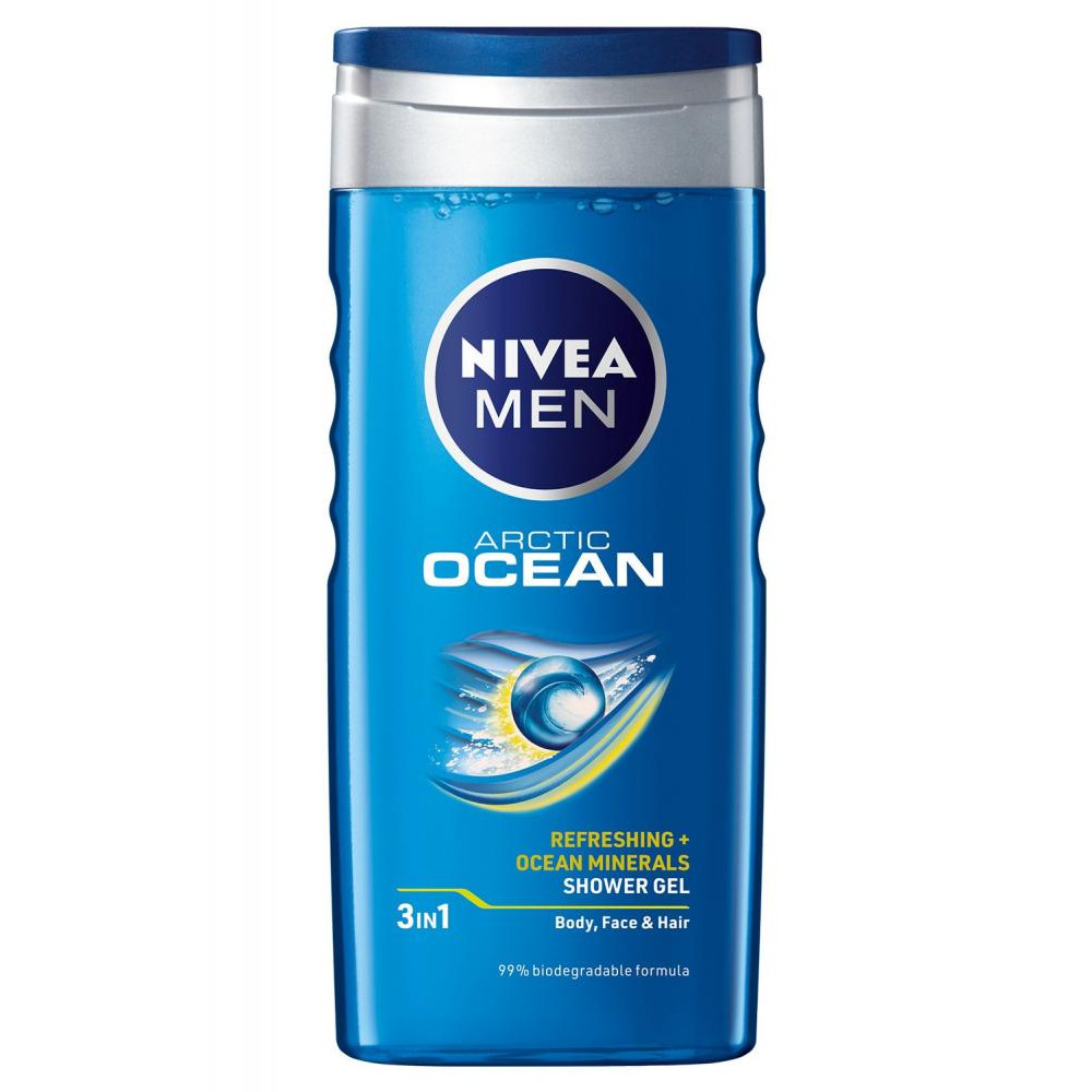 Nivea Гель для душа  Men 2в1 Arctic Ocean мужской для тела и волос с морской солью 250 мл (4005900654250) - зображення 1