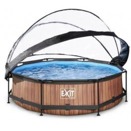 EXIT Wood Pool 300x76cm + filter pump, dome / brown (30.32.10.10)