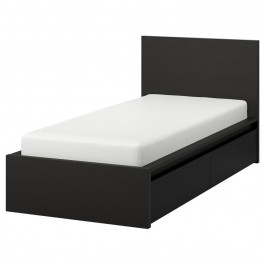 IKEA MALM Каркас высокий с 2 ящиками 90x200 czarnobraz без основы под матрас (190.129.89)