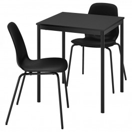   IKEA SANDSBERG/LIDAS Стіл і 2 стільці, чорний/чорний/чорний/чорний, 67х67 см (795.088.97)