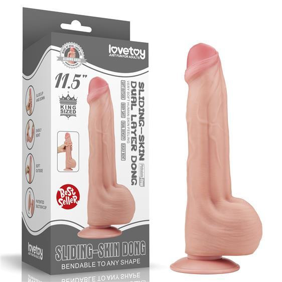 LoveToy Sliding-Skin Dual Layer Dong 11.5" Flesh (6452LVTOY934) - зображення 1