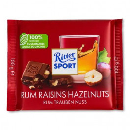   Ritter Sport Шоколад молочний  з ямайським ромом, родзинками та горіхами, 100 г (4000417601216)