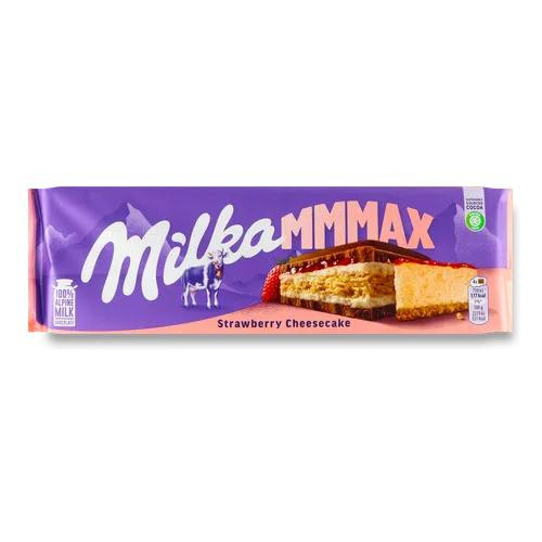 Milka Шоколад молочний  зі смаком чизкейка, полуничною начинкою та печивом, 300 г (7622210678171) - зображення 1