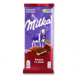   Milka Шоколад молочний  вишня та крем, 90 г (7622201491888)