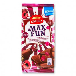   Корона Шоколад молочний  Max Fun зі смаком вишні, 150 г (887854) (7622201786182)