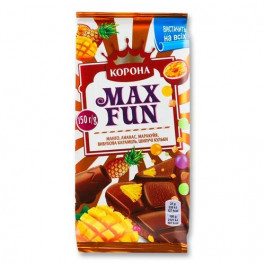   Корона Шоколад молочний  Max Fun Манго, ананас и маракуя, 150 г (887856) (7622201797911)