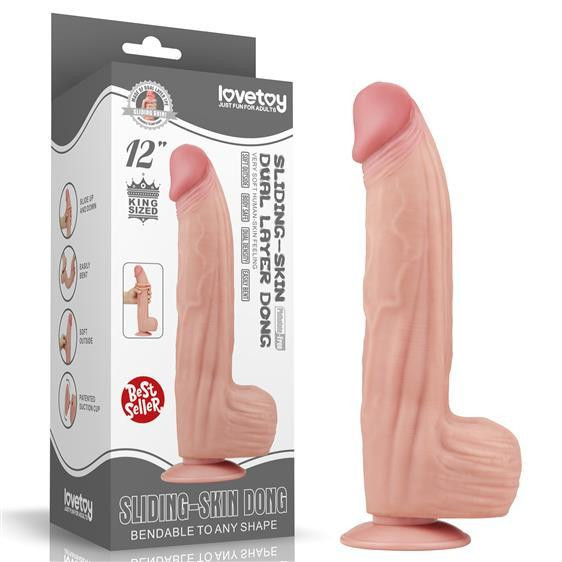 LoveToy Sliding-Skin Dual Layer Dong 12" Flesh (6452LVTOY935) - зображення 1