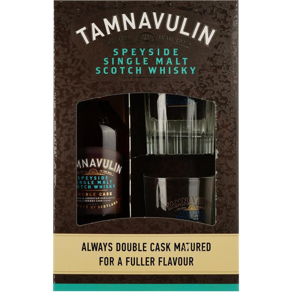 Tamnavulin Набір віскі  Speyside Single Malt 40% 0.7 л + 2 склянки (4820196540199) - зображення 1