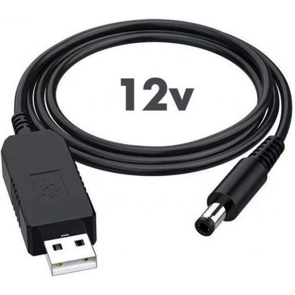 TTN 12V DC 2.1x5.5mm USB 5V to 12V 1m Black - зображення 1