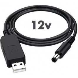   TTN 12V DC 2.1x5.5mm USB 5V to 12V 1m Black