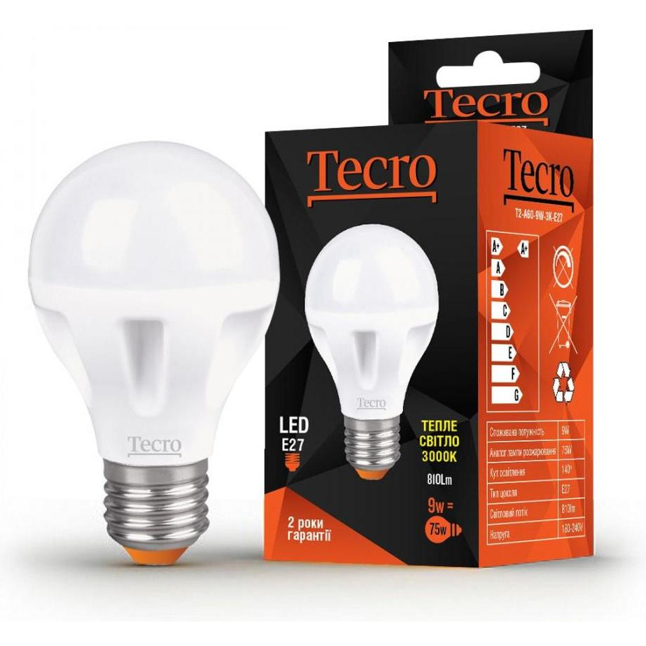 Tecro LED 9W 3000K E27 (T2-A60-9W-3K-E27) - зображення 1