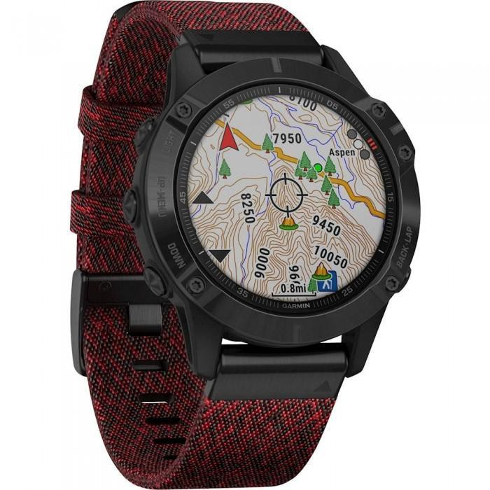 Garmin Fenix 6 Sapphire Black DLC with Heathered Red Nylon Band (010-02158-16) - зображення 1