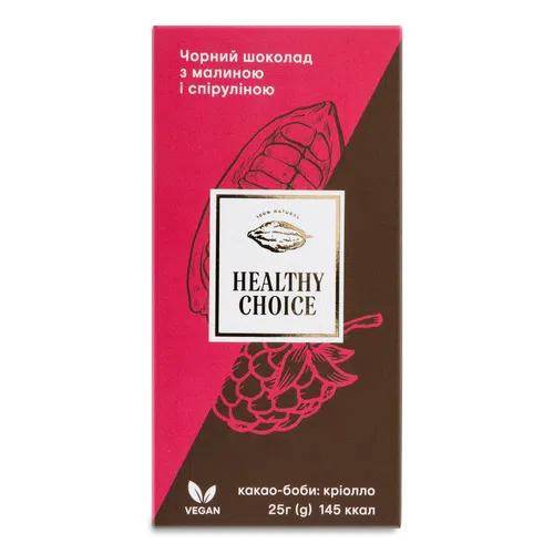 Лавка традицій Шоколад чорний «» Healthy Choice малина та спіруліна, 25 г (4820237130037) - зображення 1